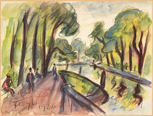 
	
		Friedrich Feigl, 
		Czech 1884-1965- 
		Berlin, Tiergarten, 1926; 
		 
		gouache,...