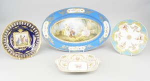 
	
		A Sevres style porcelain oval platter, 19th century, decorated to the centre with a scene...