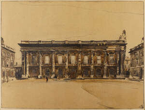 Sir William Nicholson, 
		British 1872-1949- 
		 
		The Library, Christ Church; 
		 
		lithograph in colours on wove, signed and numbered '115' 