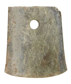 
	
		A Chinese Neolithic style green hardstone ceremonial axe head, 20th century, 18.5cm x...