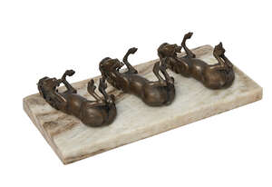 RTO John Bonar Dunlop ARBS,
		New Zealander/British 1916-1992-
		 
		Three rolling horses;
		 
		bronze with unattached marble base, 8x13x28cm (ARR)
		