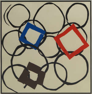 
	
		Sandra Blow RA, 
		British 1925-2006- 
		 
		Squares in Orbit; 
		 
		screenprint in...
