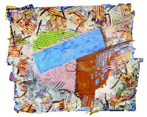 
	
		Clyde Hopkins, British 1946-2018- Collage from PP, 1977; acrylic on card, paper and wood,...