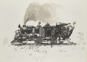 
	
		Chris Orr MBE RA, 
		British b.1943- 
		 
		Men of Steam (Green Flag), 1989; 
		 
		
