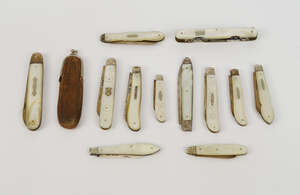 
	
		A collection of eleven silver and mother of pearl handled folding fruit knives, 19th/20th...