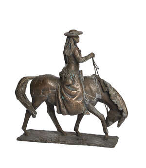 RTO John Bonar Dunlop ARBS, 
		New Zealander/British 1916-1992- 
		 
		Wife of Bath, from the Canterbury Tales;
		 
		bronze, cast signature to base, 30