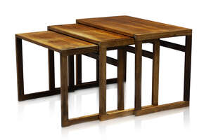 
	
		Kai Kristiansen (b.1929), a rosewood nest of three tables for Vildbjerg Møbelfabrik    ...