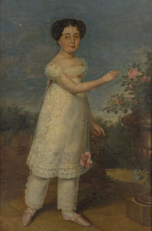 
	
		British School, 
		 
		early 19th century- 
		 
		Portrait of Emilie de Gomez-Barrozo...