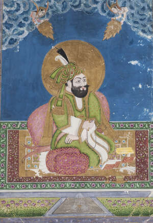 
	
		A seated portrait of Imam 'Ali , Kashmir, North India, 19th Century, opaque pigments...