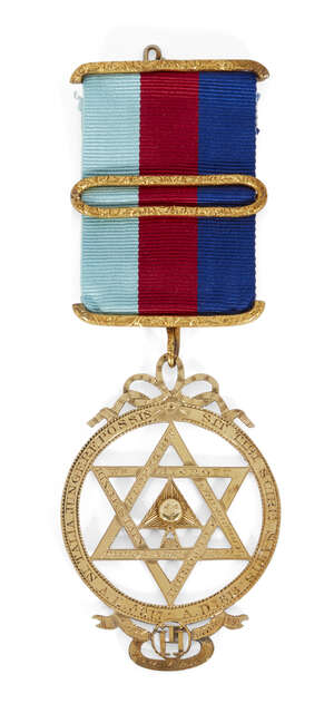 
	
		A George III silver gilt Masonic Royal Arch Chapter jewel, Thomas Harper I, London 1813, 