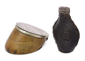 
	
		A Victorian silvered brass mounted horse hoof box, dated 1847, inscribed Kitty Died Dec...