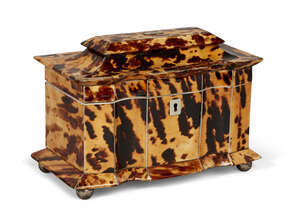 
	
		A George IV blond tortoiseshell and ivory  two-division tea caddy, the interior with...