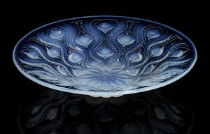 
	
		Rene Lalique (1860-1945), 
		 
		Bulbes no.2 dish, 1935-1947, 
		Opalescent glass,...