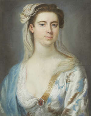 George Knapton, 
		British 1698-1778- 
		Portrait of a Lady; 
		pastel on paper laid down on canvas, 53 x 40.8 cm. 
		Provenance: Collection of Walter Bran