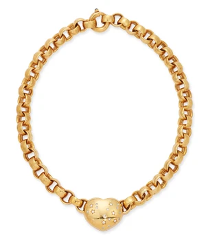 An Italian diamond set heart necklace, composed of a hollow heart-shaped panel, accented with...