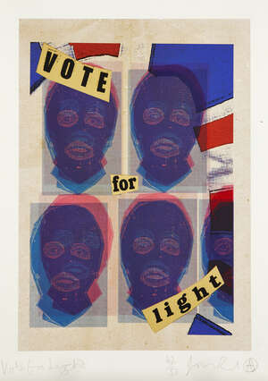 
	
		Jamie Reid, 
		British b.1947- 
		 
		Vote For Light, 2015; 
		 
		screenprint in...