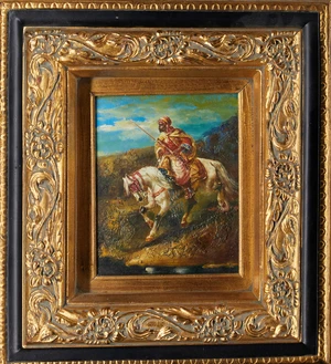 Manner of Christian Adolf Schreyer,&nbsp;20th century-&nbsp;
Arabian horseman;&nbsp;
oil on board, 25 x 20...