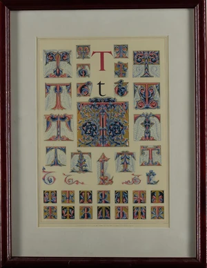 Owen Jones,&nbsp;mid-19th century-&nbsp;
The letter T;&nbsp;
lithograph, 38.5 x 26.5 cm.&nbsp;