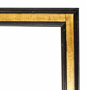 
	
		An Ebonised and Parcel Gilded Glazed Cassetta Frame, early 20th century, later added oak...