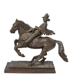 RTO John Bonar Dunlop ARBS,
		New Zealander/British 1916-1992-
		 
		The Squire, from the Canterbury Tales;
		 
		bronze resin, 32x35x15cm (ARR)
		 
