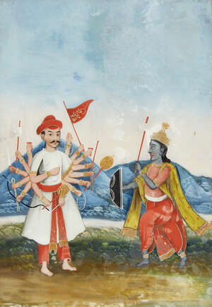 
	
		A group of six reverse glass paintings, Indian or China for the Indian market, 19th...