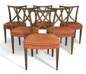 
	
		Attributed to Paul Frankl (1886-1958) for Brown Saltman, 
		 
		Six dining chairs,...