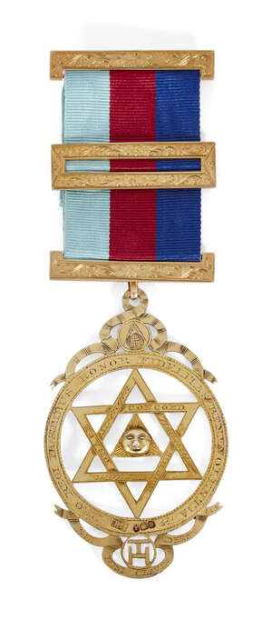 
	
		A George III silver gilt Masonic Royal Arch Chapter jewel, Thomas Harper I, London 1816, 