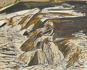 
	
		Frederick Brill, 
		British 1920-1984- 
		 
		Highland River in Spate, 1958; 
		 
		oil...