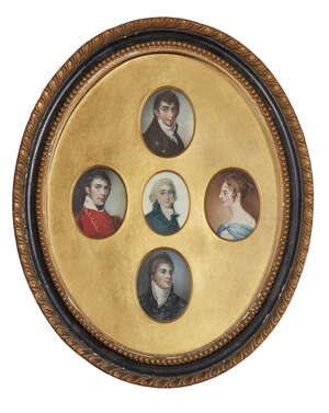
	
		British School, 
		early-mid 19th century- 
		 
		A collection of five portrait...