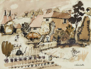 
	
		Graham Clarke, 
		British b. 1941
		 
		Adams Well; 
		 
		watercolour and black...
