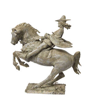RTO John Bonar Dunlop ARBS,
		New Zealander/British 1916-1992-
		 
		The Squire, from The Canterbury Tales;
		 
		aluminium resin, 32x35x15cm (ARR)
		