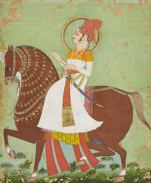 
	
		A portrait of Prince Zalim Singh, ascribed to Fazl, North India, Rajasthan, circa 1770,...