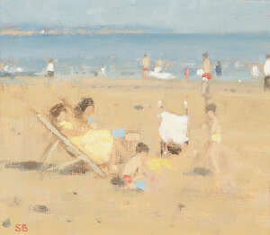 
	
		Stephen Brown RBA, British b.1947- The Late Afternoon Sun, Lyme Regis; oil on board,...