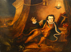 
	
		After William Hogarth, British 1697-1764- David Garrick as Richard III; oil on canvas,...
