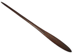 
	
		A Solomon Islands paddle club, early 20th century, the broad, flattened blade with ridged...