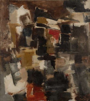 
	
		Paul du Toit, 
		South African 1922-1986 - 
		 
		Untitled abstract composition, 1958;...