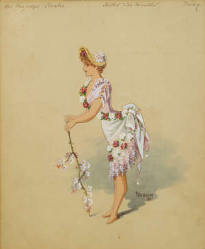 
	
		William John Charles Pitcher, British, 1858-1925, a costume design for May in the ballet...
