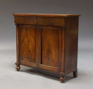 
	
		A Victorian mahogany chiffonier, the rectangular top above two frieze drawers, over two...