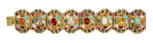 
	
		A gem-set gold Navratna bracelet, Northern India, second half of 19th century and later, 