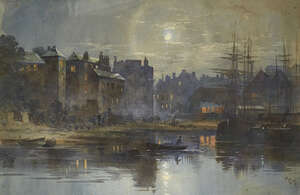 
	
		Richard Henry Fuller, 
		American 1822-1871-
		 
		Harbour in moonlight;
		 
		