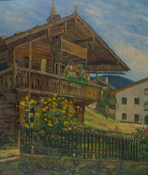Karl Freytag, 
		German 1867-1926- 
		 
		Chalet in the Tirol; 
		 
		oil on canvas, signed and dated 1922, 71 x 61cm 
		 
		 
		 
