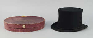 
	
		A 19th century Gibus  collapsible opera top hat, in original box, approx size 7, together...