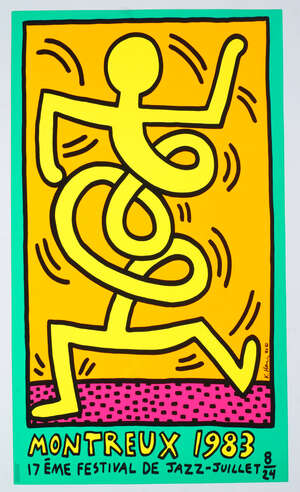 
	
		Keith Haring, 
		American 1958-1990- 
		 
		Montreux Festival de Jazz Poster,...