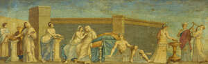 Roman School, 
		 
		late 18th Century- 
		 
		Aldobrandini Wedding (Nozze Aldobrandini); 
		 
		bodycolour and oil on paper laid down on canvas, 28.5
