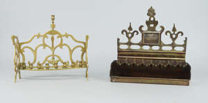 
	
		Two European cast brass Hannukah lamps, 29cm diam and 30.5cm diam (2) 

	

