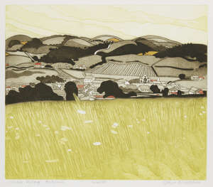 
	
		John Brunsdon RE,
		British 1933-2014-
		 
		Welsh Village: Autumn;
		 
		etching...