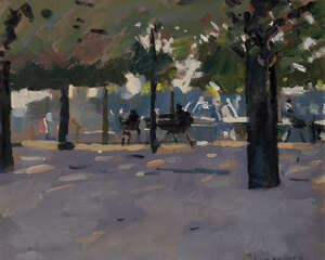 
	
		Ken Howard OBE RA, 
		British 19322022 - 
		 
		Tuileries; 
		 
		oil on canvas...