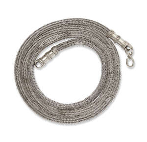 
	
		A silver rope coil, Yemen, 20th century, braided, with loop attachments, approx. 180cm....