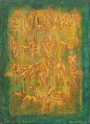 
	
		Marek Laczynski, Polish b.1925 - Dance I, 1961; oil on canvas, signed and dated 61, 35x25cm,...