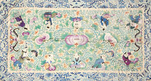 
	
		A Chinese silk embroidered 'pomegranate' throw, early 20th century, decorated with...